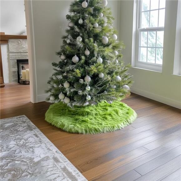 36 Inch Green Christmas Tree Skirt Plush Decoration for...